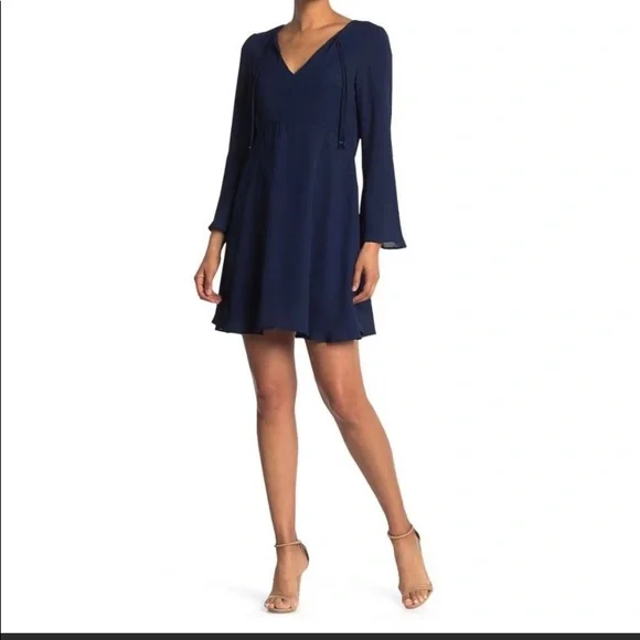 Sam Edelman Bell Sleeve A-Line Dress, Size 4 - Navy at Nordstrom Rack